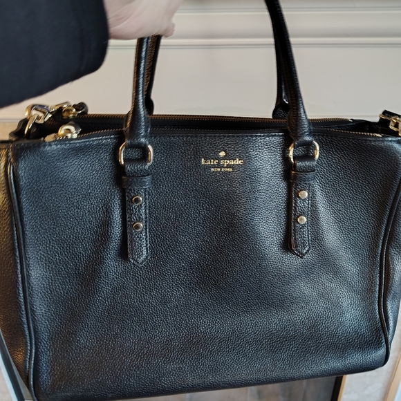 Kate Spade Mulberry Leighann Tote Large Black Leather Logo Strap - Picture 8 of 12